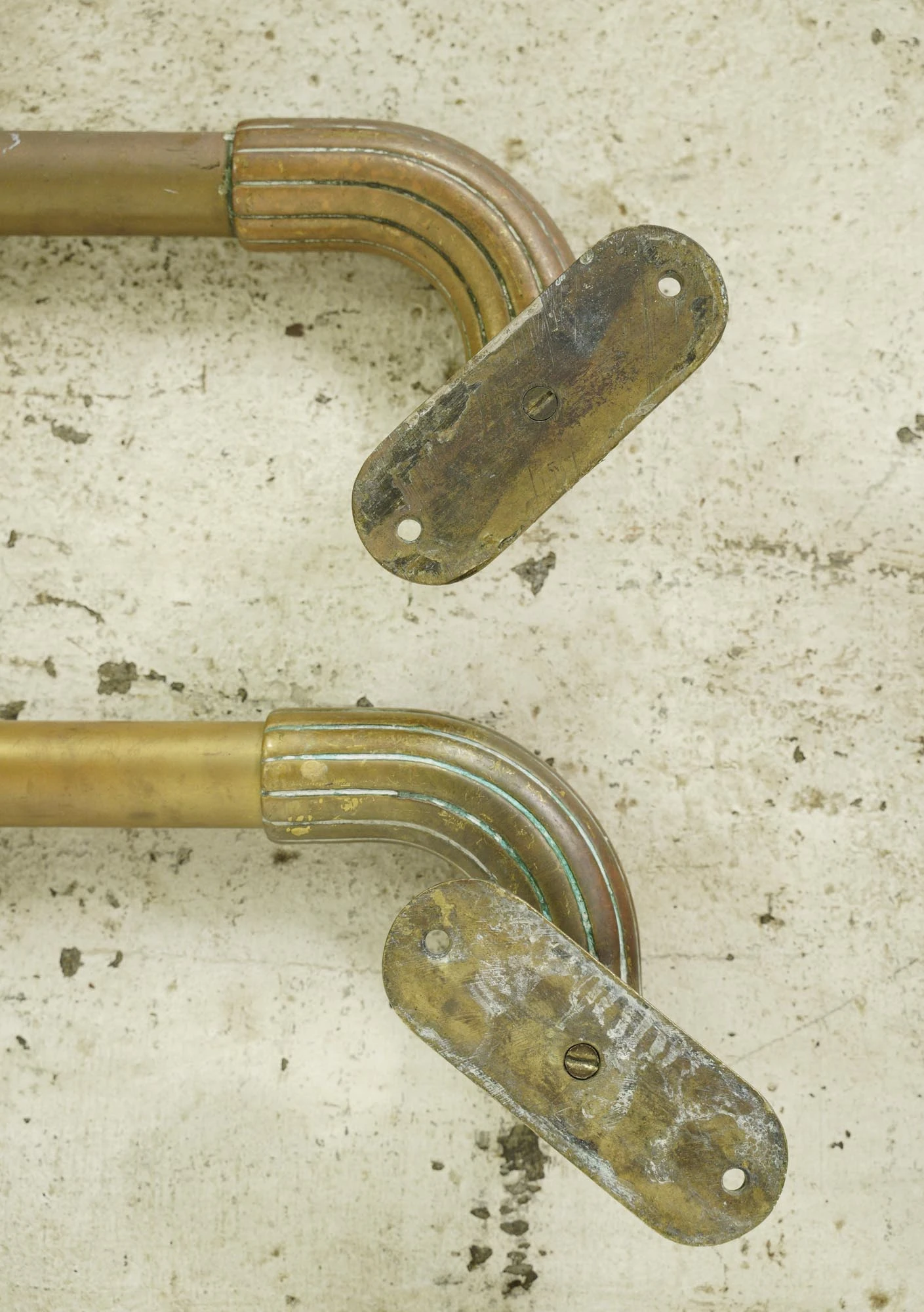 Pair Of Vintage European 40 In. Brass Commercial Door Pulls 6 Pair Of Vintage European 40 In. Brass Commercial Door Pulls - Image 4