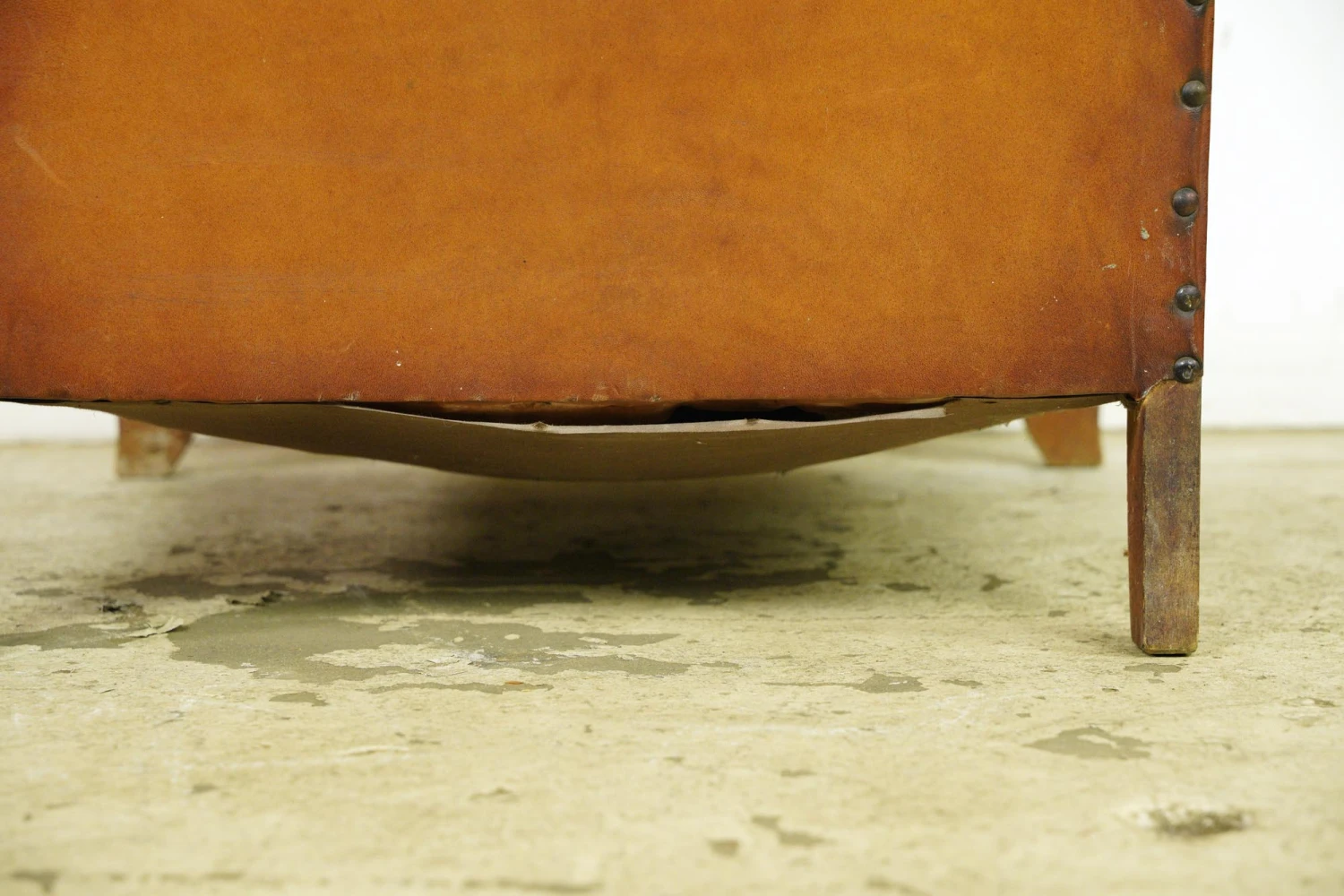 European French Brown Leather Club Chair With Wooden Feet 9 European French Brown Leather Club Chair With Wooden Feet - Image 7