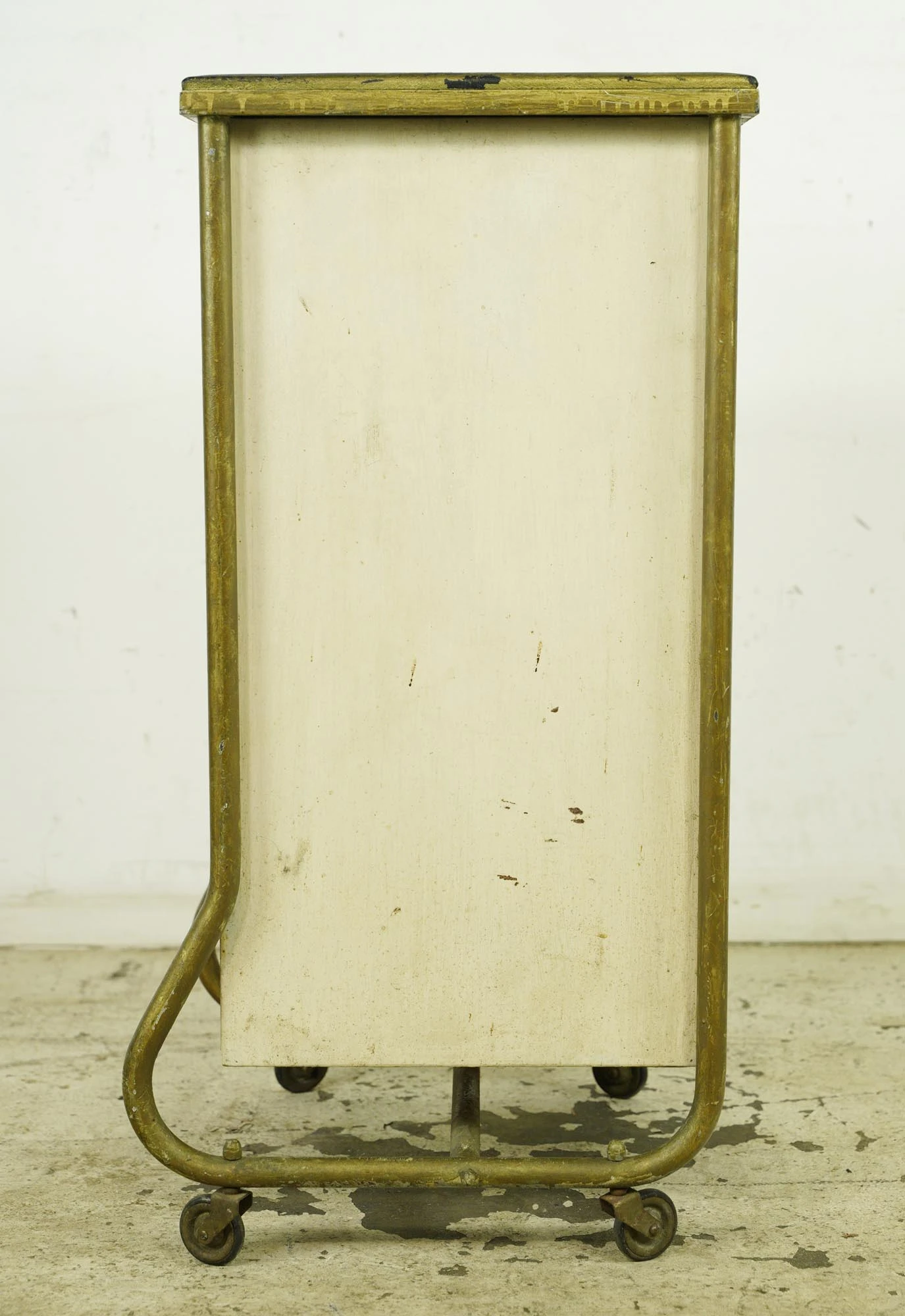 Vintage White Wood Rolling Optician 10 Drawer Medical Cabinet 12 Vintage White Wood Rolling Optician 10 Drawer Medical Cabinet - Image 10