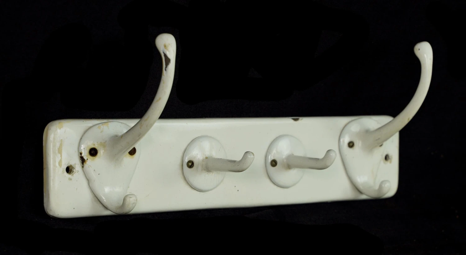 Vintage European 4 Hook White Cast Iron Coat Wall Rack 7 Vintage European 4 Hook White Cast Iron Coat Wall Rack - Image 5