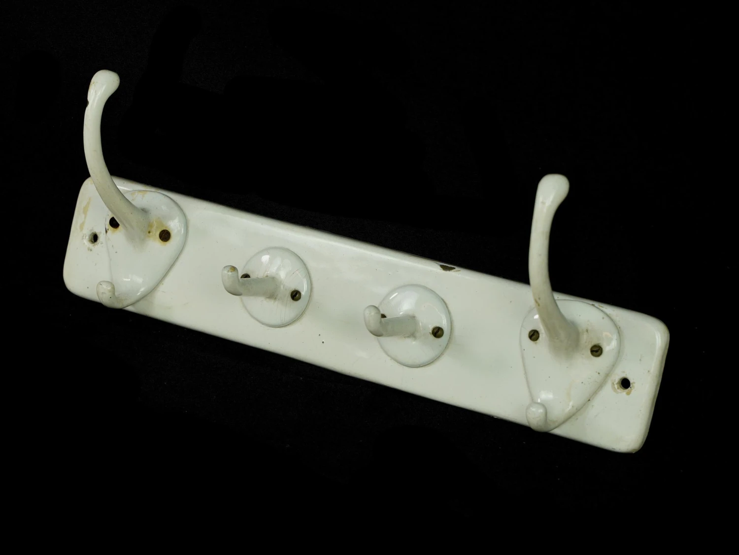 Vintage European 4 Hook White Cast Iron Coat Wall Rack 8 Vintage European 4 Hook White Cast Iron Coat Wall Rack - Image 6