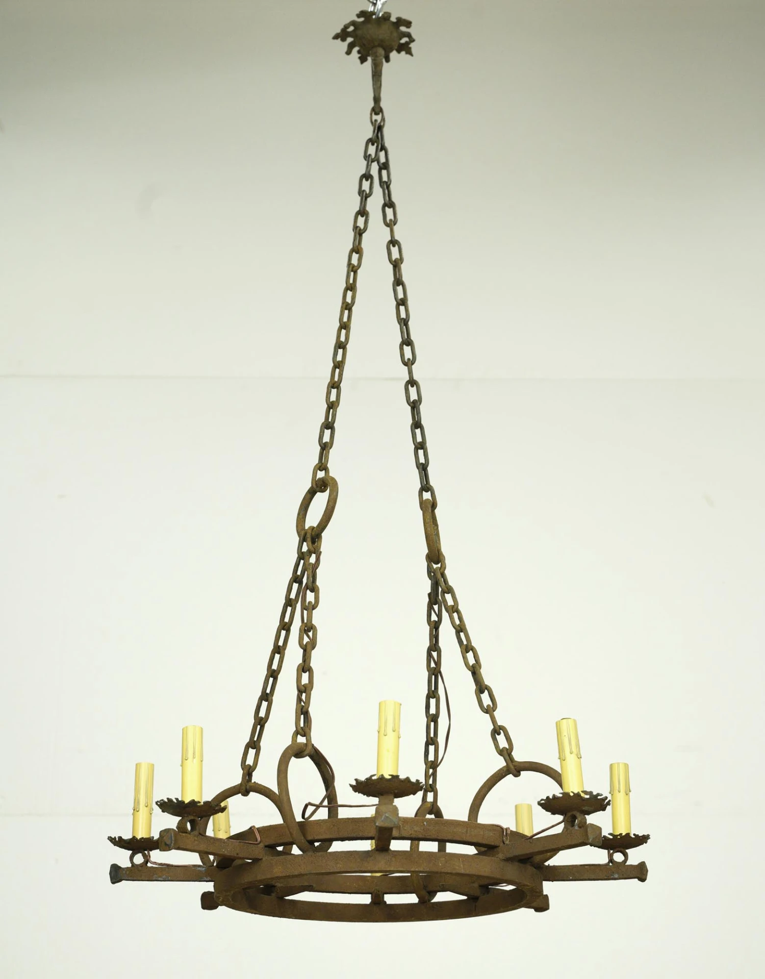 European French 8 Arm Wrought Iron Chandelier 9 European French 8 Arm Wrought Iron Chandelier - Image 7