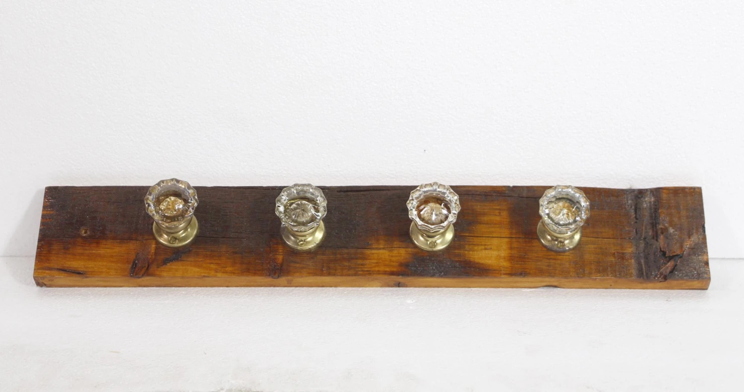 Handmade Fluted Glass Doorknob Hook Rack Board 4 Handmade Fluted Glass Doorknob Hook Rack Board - Image 2