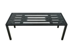 Reclaimed Cast Iron Glass Top Black Steel Frame Coffee Table