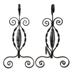 19th Century Hand Forged Wrought Iron Andirons