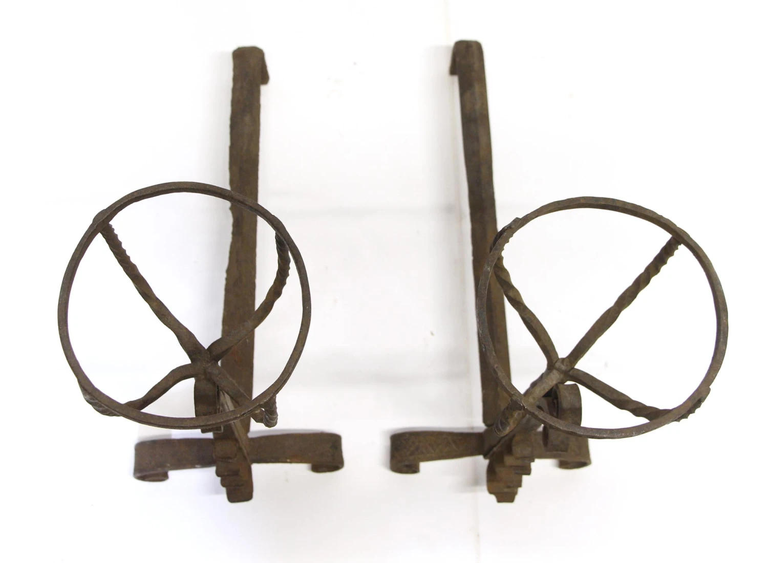 Pair Of Antique Primitive Wrought Iron Andirons 4 Pair Of Antique Primitive Wrought Iron Andirons - Image 2