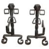 Antique 1800s Black Wrought Iron Andirons 2 Antique 1800s Black Wrought Iron Andirons -OGT Sale Store andirons antique 1800s black wrought iron andirons l197769