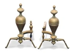 Antique Traditional Steeple Brass & Iron Andirons