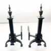 Antique Wrought Iron Andirons With Brass Tips