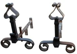 Banded Wrought Iron Andirons