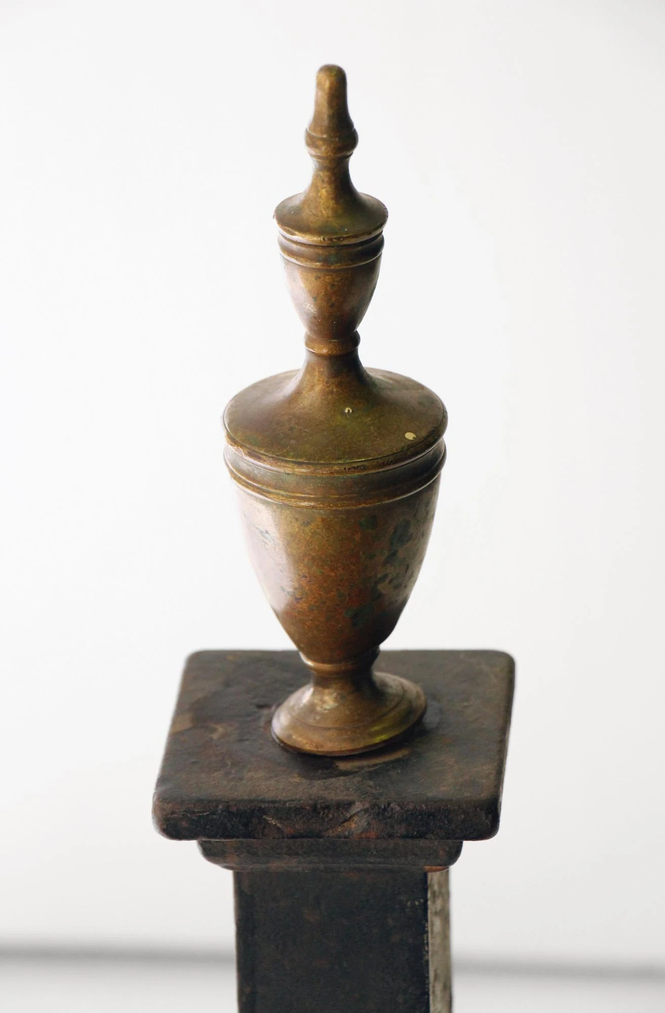 Antique Wrought Iron Andirons With Brass Tips 5 Antique Wrought Iron Andirons With Brass Tips - Image 3