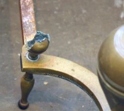 Antique Traditional Steeple Brass & Iron Andirons 10 Antique Traditional Steeple Brass & Iron Andirons -OGT Sale Store andirons for sale l200799