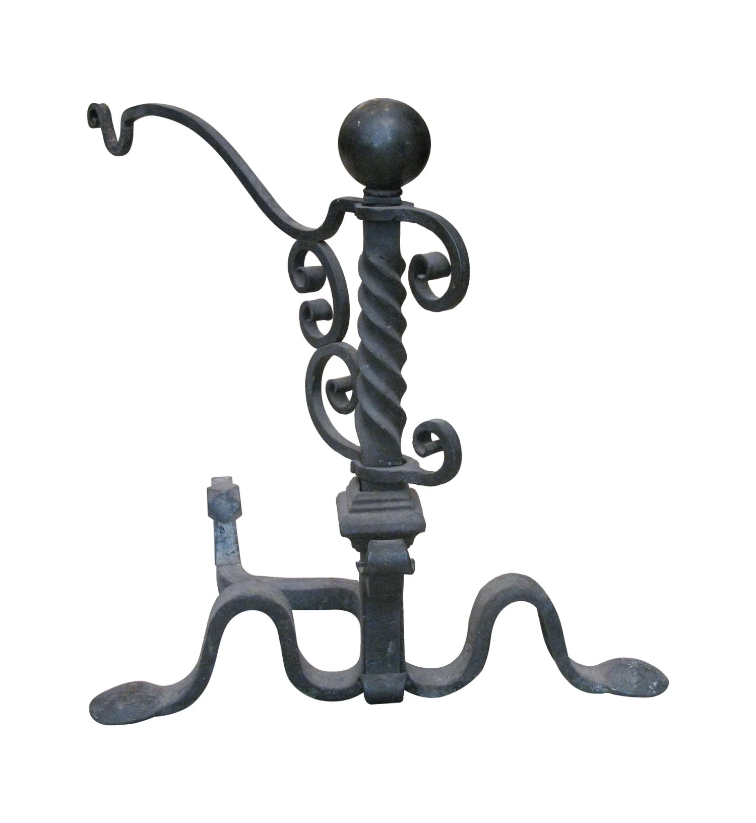 Antique Wrought Iron Andirons 5 Antique Wrought Iron Andirons - Image 3