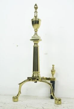 Pair Of Federal Steeple Polished Brass Claw Feet Andirons 14 Pair Of Federal Steeple Polished Brass Claw Feet Andirons -OGT Sale Store andirons for sale q283063