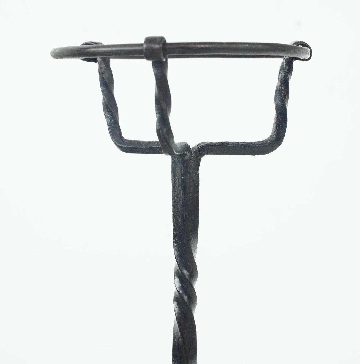 Pair Of Rare 18th Century Bask Top Wrought Iron Andirons 5 Pair Of Rare 18th Century Bask Top Wrought Iron Andirons - Image 3