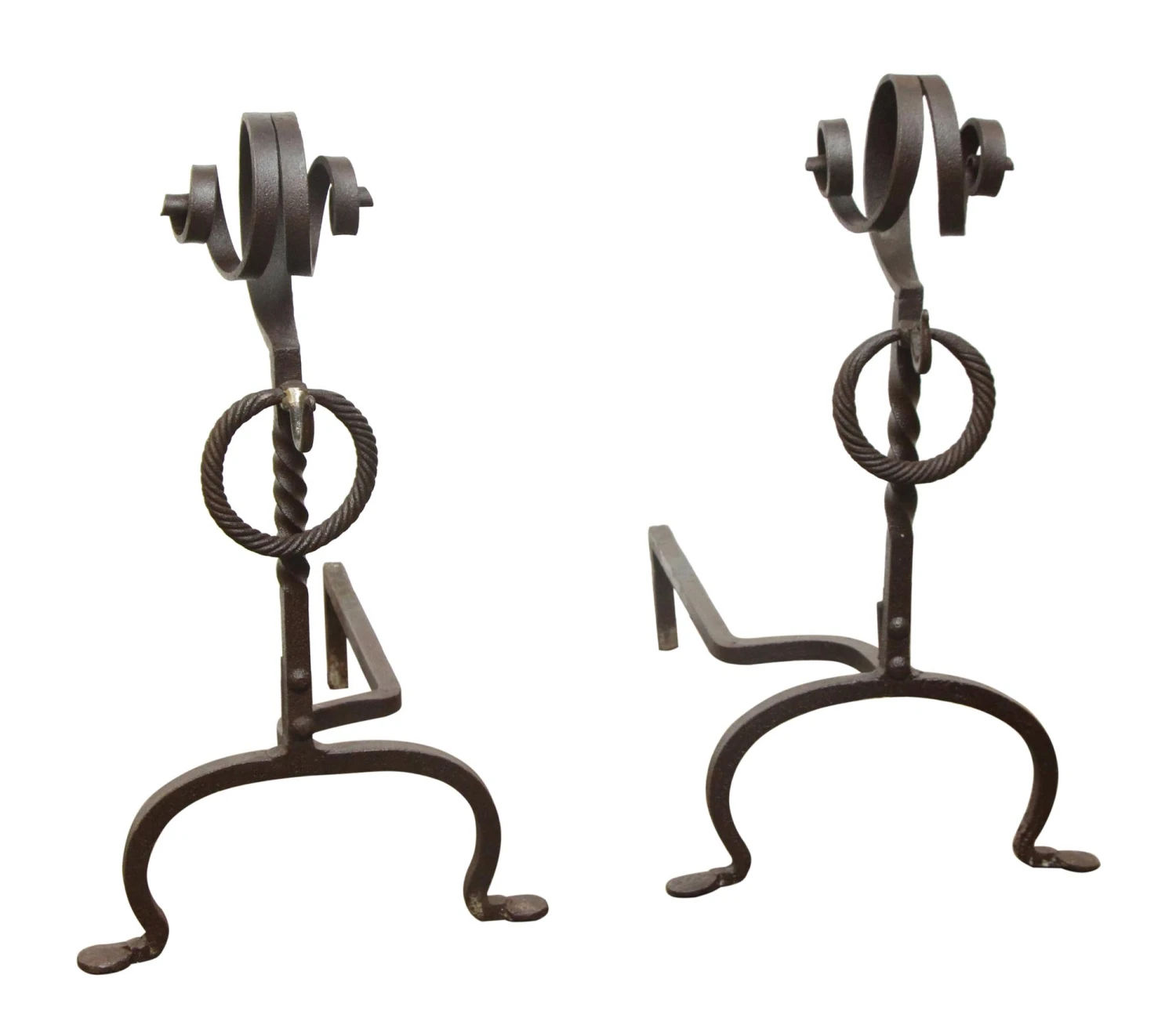 Original Antique Black 1800s Andirons 4 Original Antique Black 1800s Andirons - Image 2