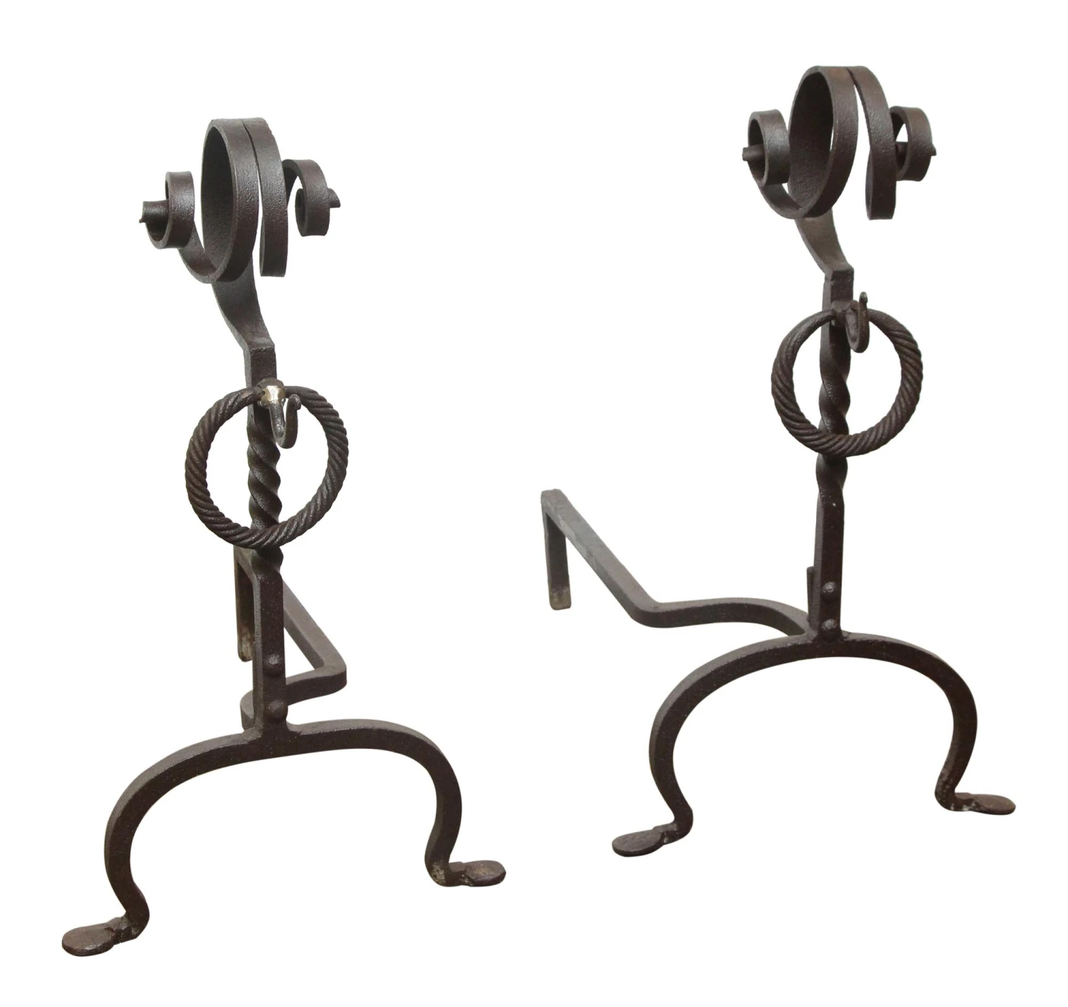 Original Antique Black 1800s Andirons 3 Original Antique Black 1800s Andirons