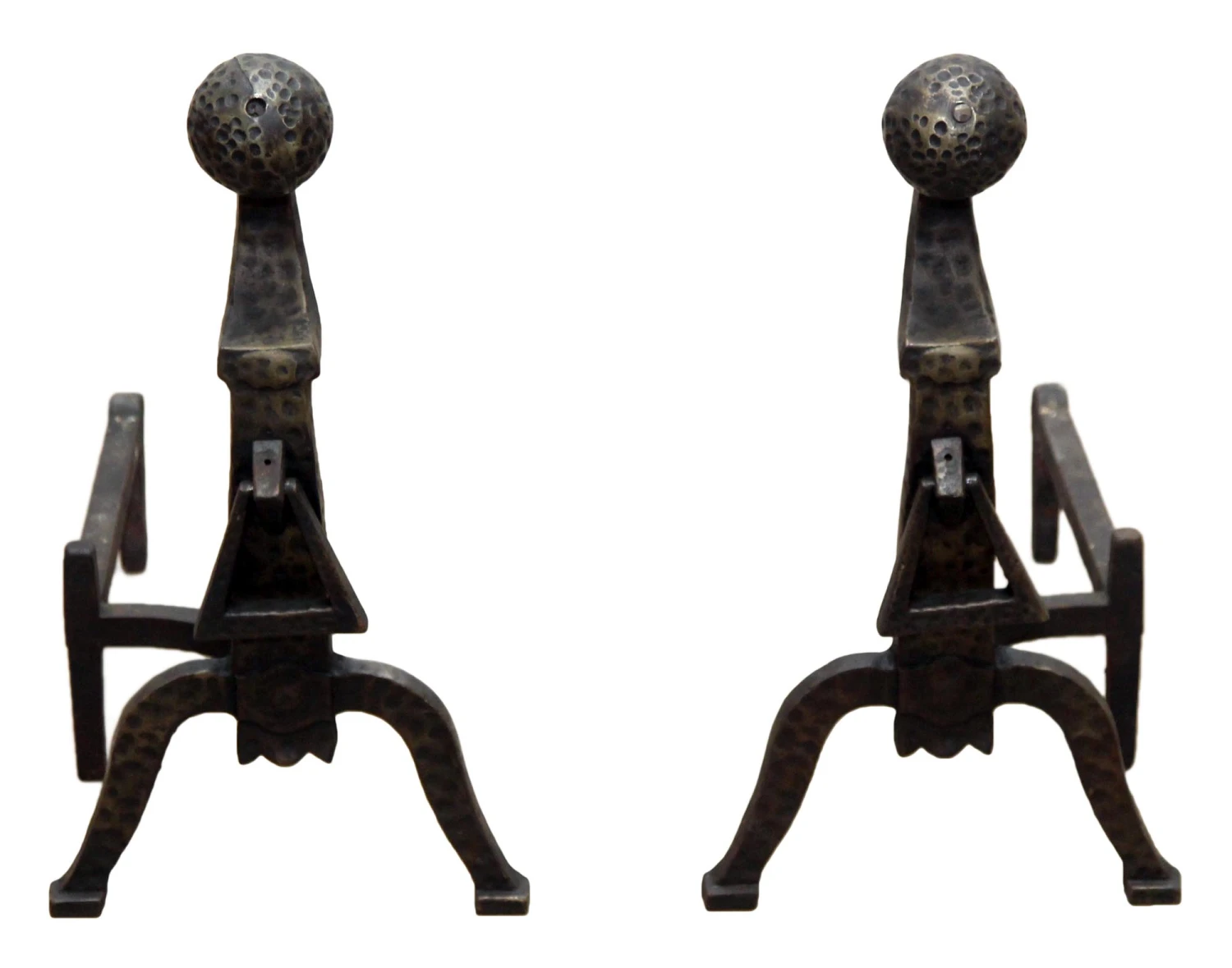 Pair Of Black Hammered Andirons 3 Pair Of Black Hammered Andirons