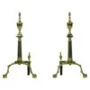 Pair Of Federal Steeple Polished Brass Claw Feet Andirons
