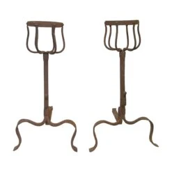 Pair Of Primitive Wrought Iron ‘Montignies’ Andirons