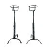 Pair Of Rare 18th Century Bask Top Wrought Iron Andirons