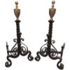 Traditional Hand Wrought Andirons With Brass Finial 1 Traditional Hand Wrought Andirons With Brass Finial -OGT Sale Store andirons traditional hand wrought andirons with brass finial l205714
