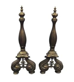 Turn Of The Century French Fireplace Bronze Andirons