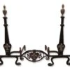 Victorian Fleur De Lis Black Wrought Iron Andiron Set 1 Victorian Fleur De Lis Black Wrought Iron Andiron Set -OGT Sale Store andirons victorian fleur de lis black wrought iron andiron set l205701