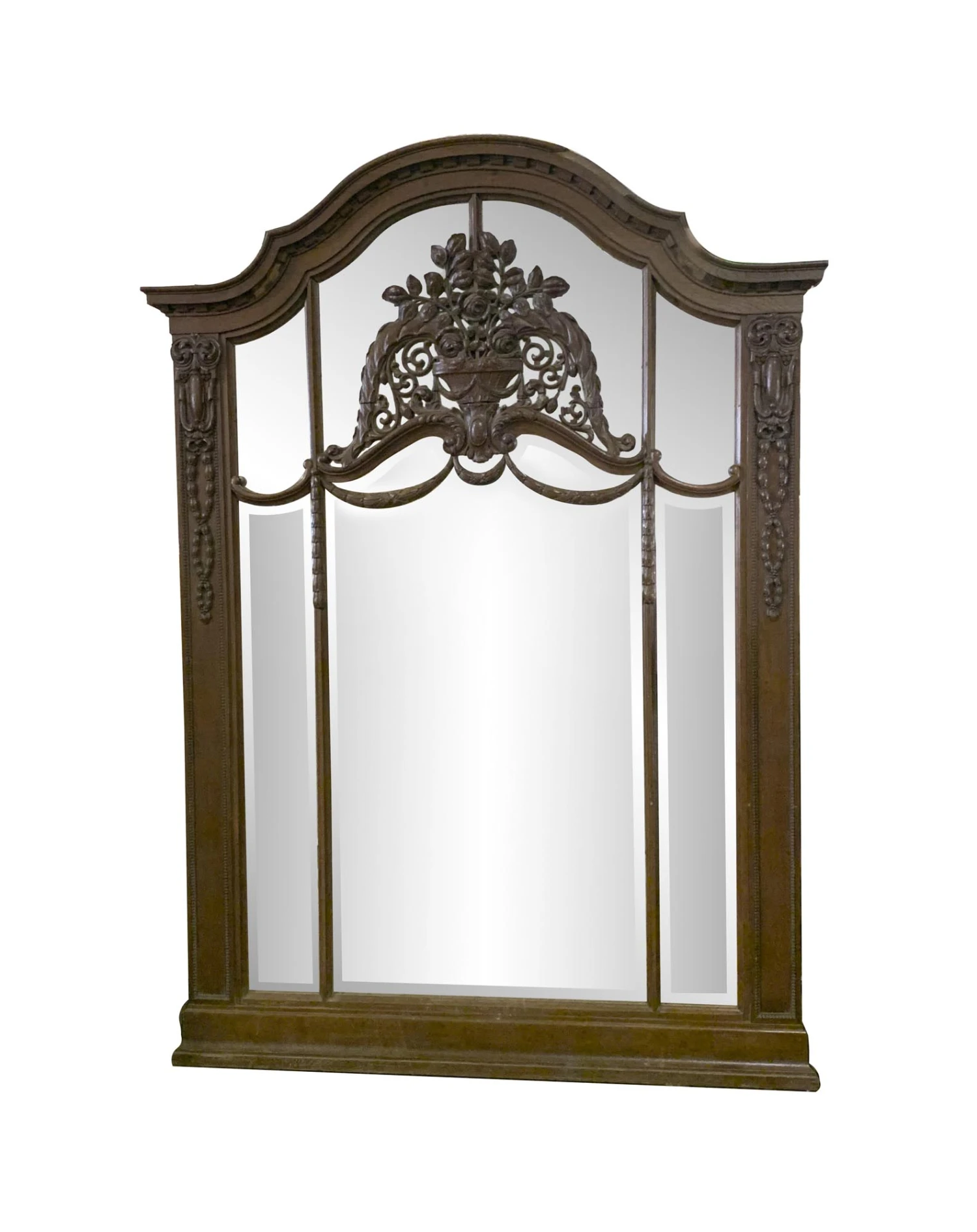 19th Century French Carved 7 Ft. Carved Oak Floral Mirror 3 19th Century French Carved 7 Ft. Carved Oak Floral Mirror