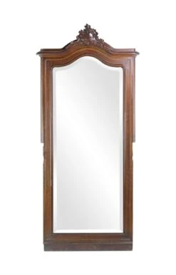 Antique Tall Wood Frame Full Length Rococo Mirror