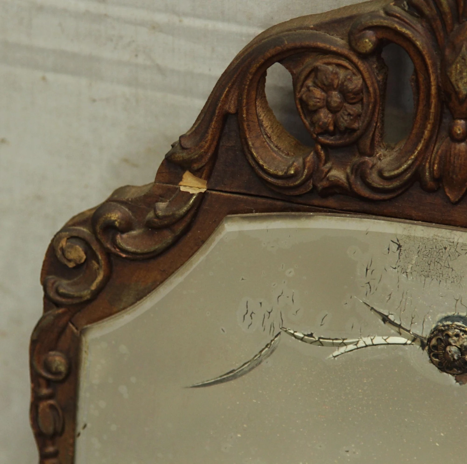 Ornate Top Distressed Mirror 5 Ornate Top Distressed Mirror - Image 3