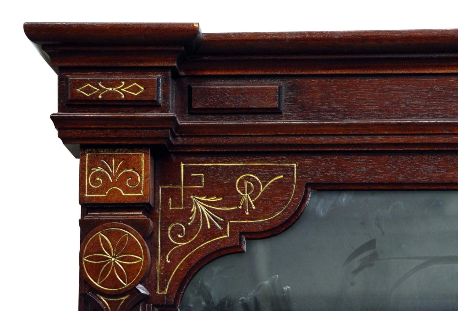 Large Wood Frame Mirror With Ornate Carvings 5 Large Wood Frame Mirror With Ornate Carvings - Image 3