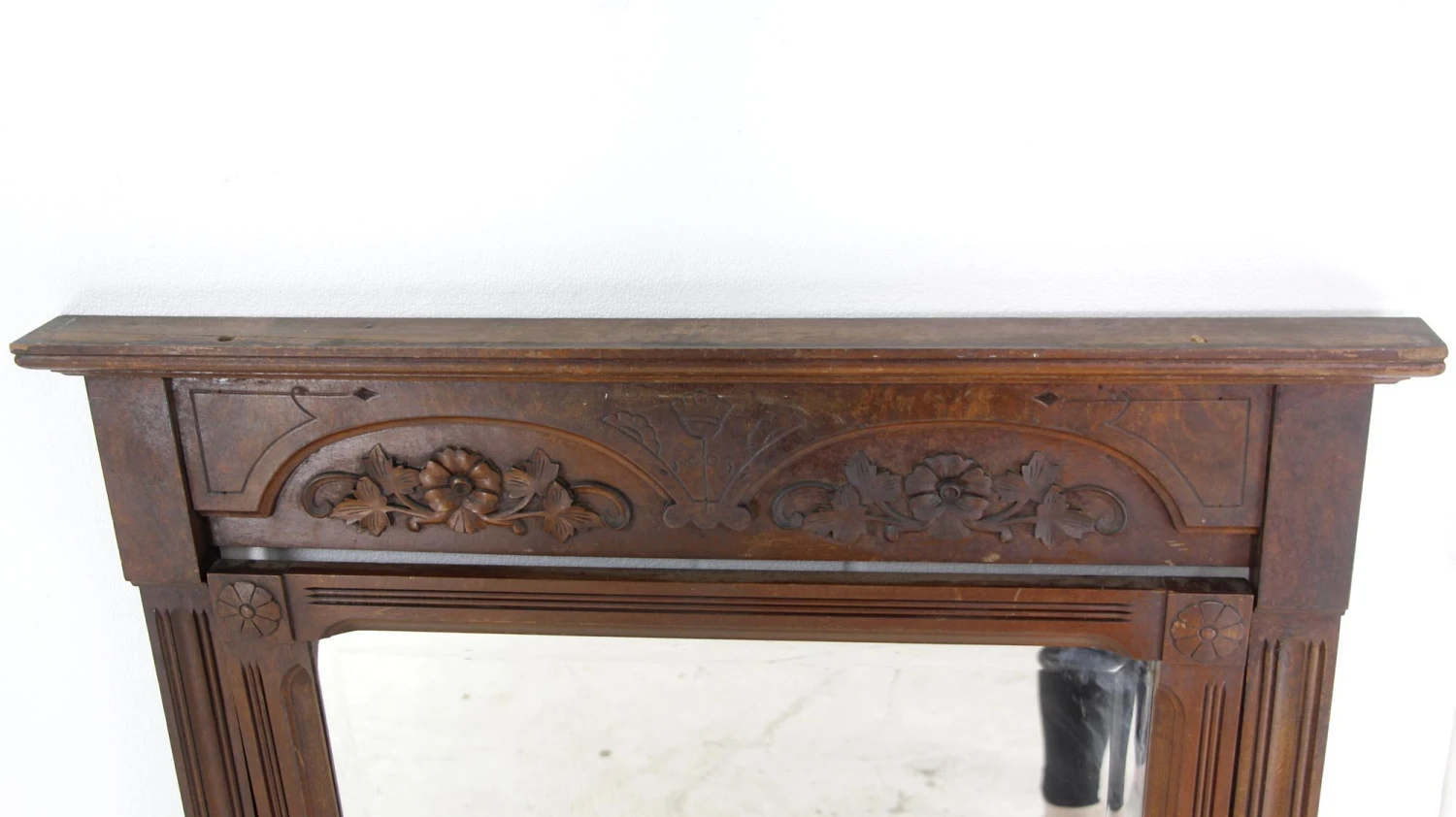 French Beveled Mahogany Carved Frame Tabletop Vanity Mirror 5 French Beveled Mahogany Carved Frame Tabletop Vanity Mirror - Image 3