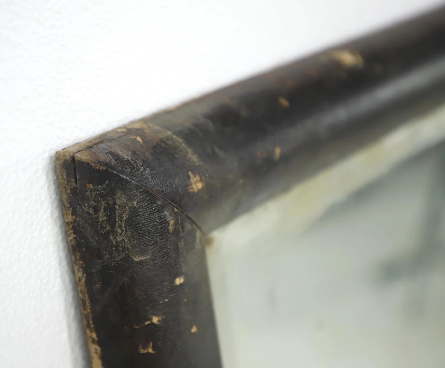 Refurbished Beveled Black Wood Wall Mirror 40 X 34 5 Refurbished Beveled Black Wood Wall Mirror 40 X 34 - Image 3