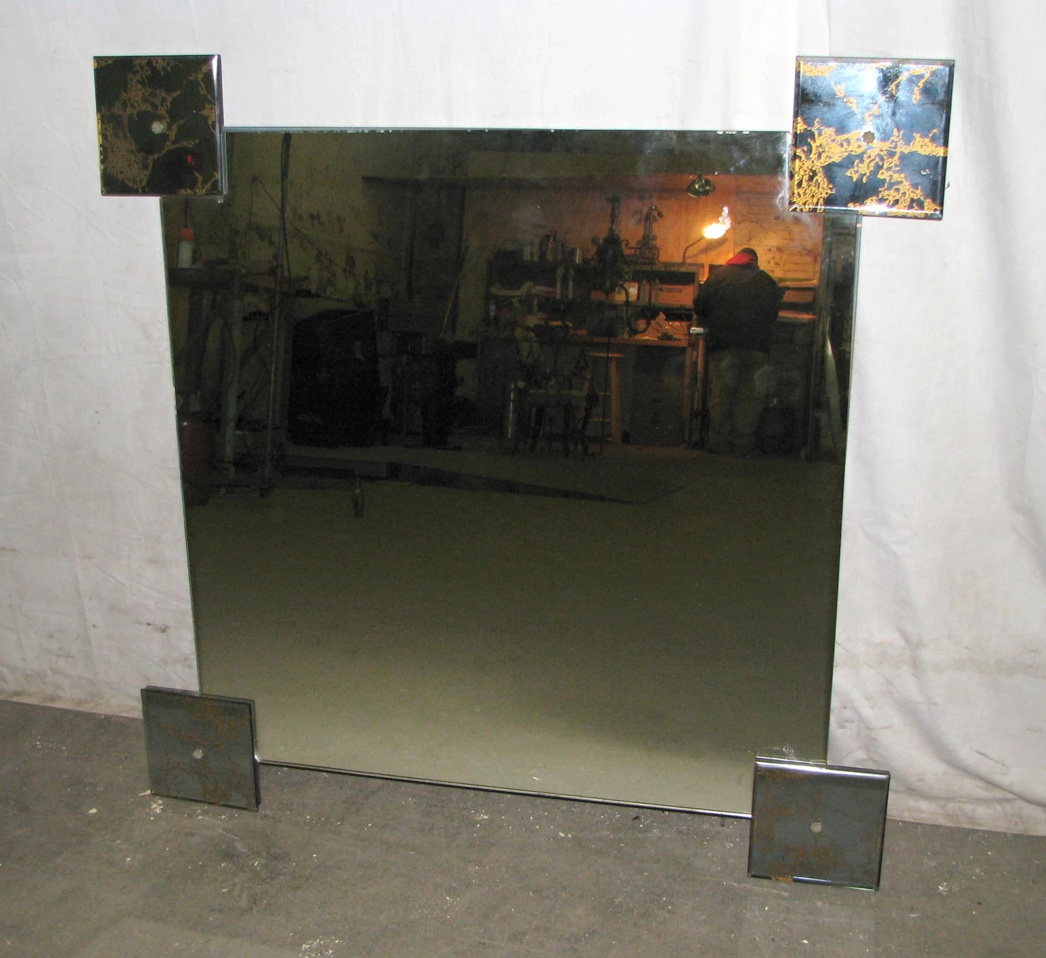 Vintage 1970s 36 In. Square Wall Mirror 4 Vintage 1970s 36 In. Square Wall Mirror - Image 2