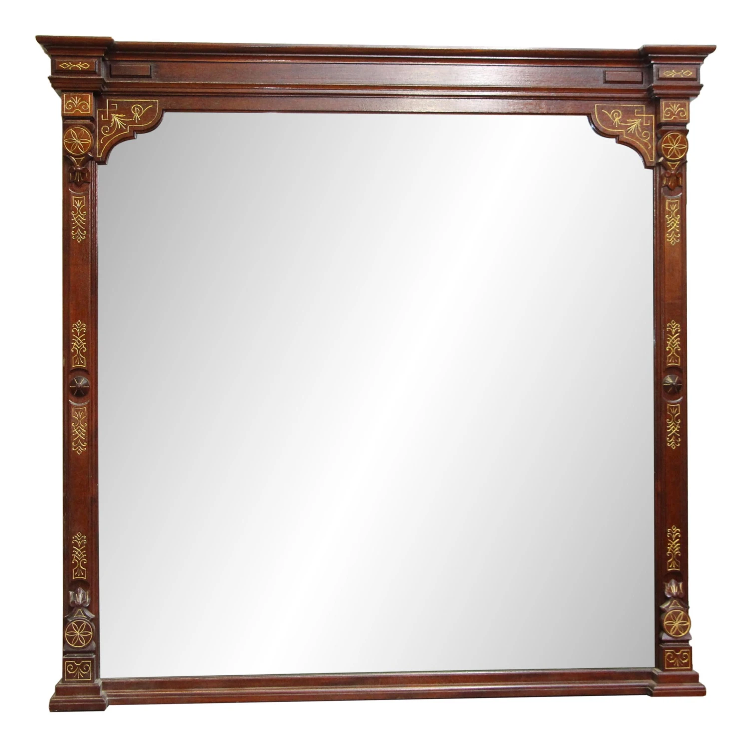 Large Wood Frame Mirror With Ornate Carvings 3 Large Wood Frame Mirror With Ornate Carvings