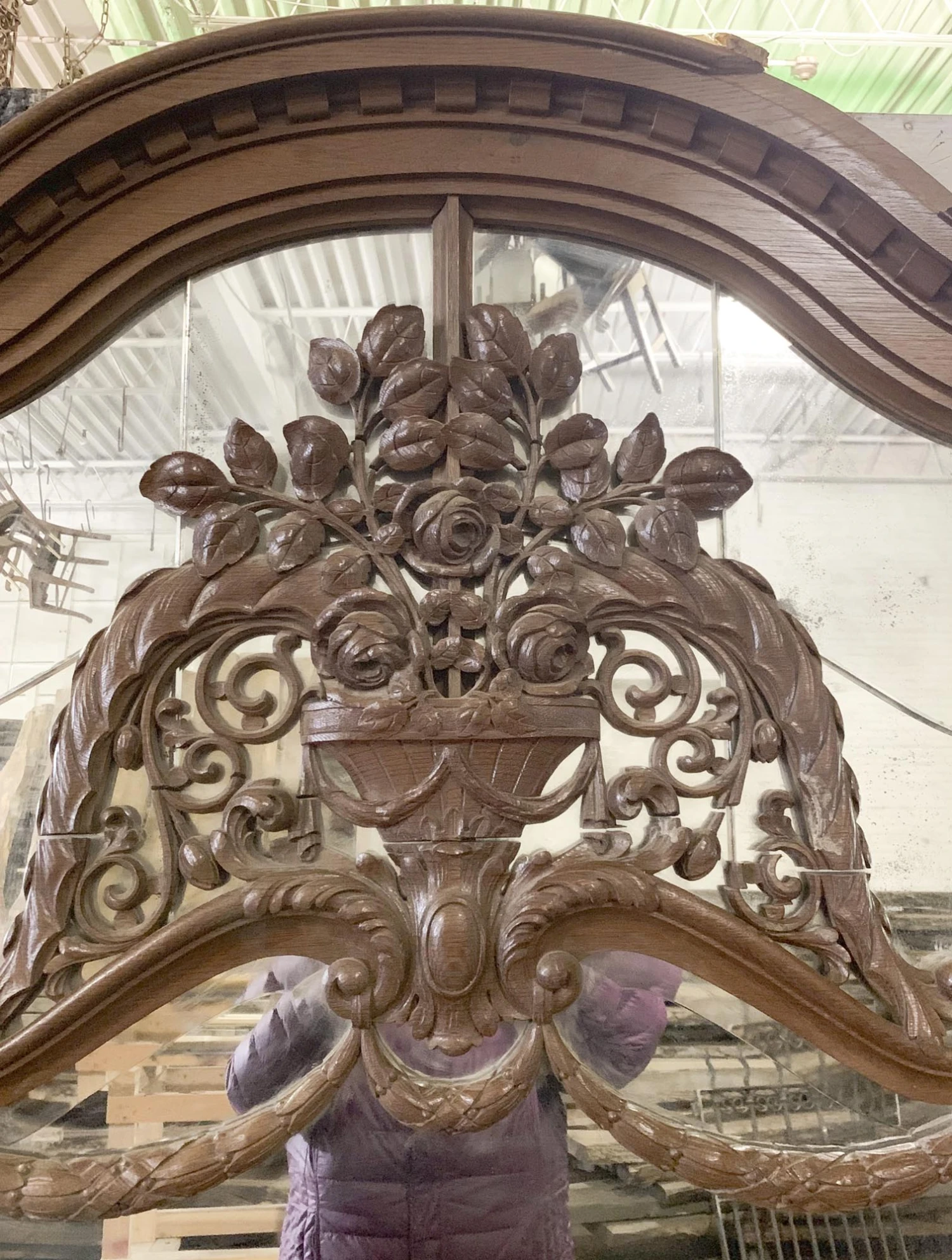 19th Century French Carved 7 Ft. Carved Oak Floral Mirror 4 19th Century French Carved 7 Ft. Carved Oak Floral Mirror - Image 2