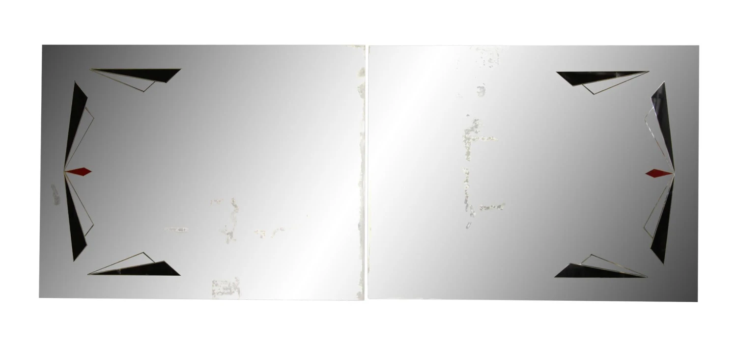 Pair Of Black & Red Triangles Mirrors 3 Pair Of Black & Red Triangles Mirrors