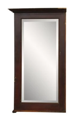 Tall Mahogany Frame Beveled Mirror