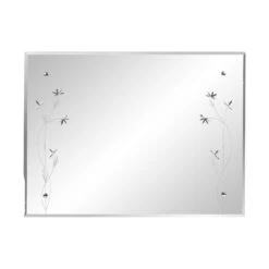 Vintage Beveled & Etched Wall Mirror With Floral Details