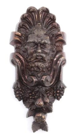 Antique Figural Man & Grapes Dark Bronze Applique