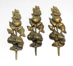 Antique Three Piece Floral Bronze Applique Set
