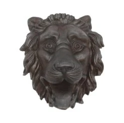 Heavy 19th Century Black Cast Iron Lion Head Applique