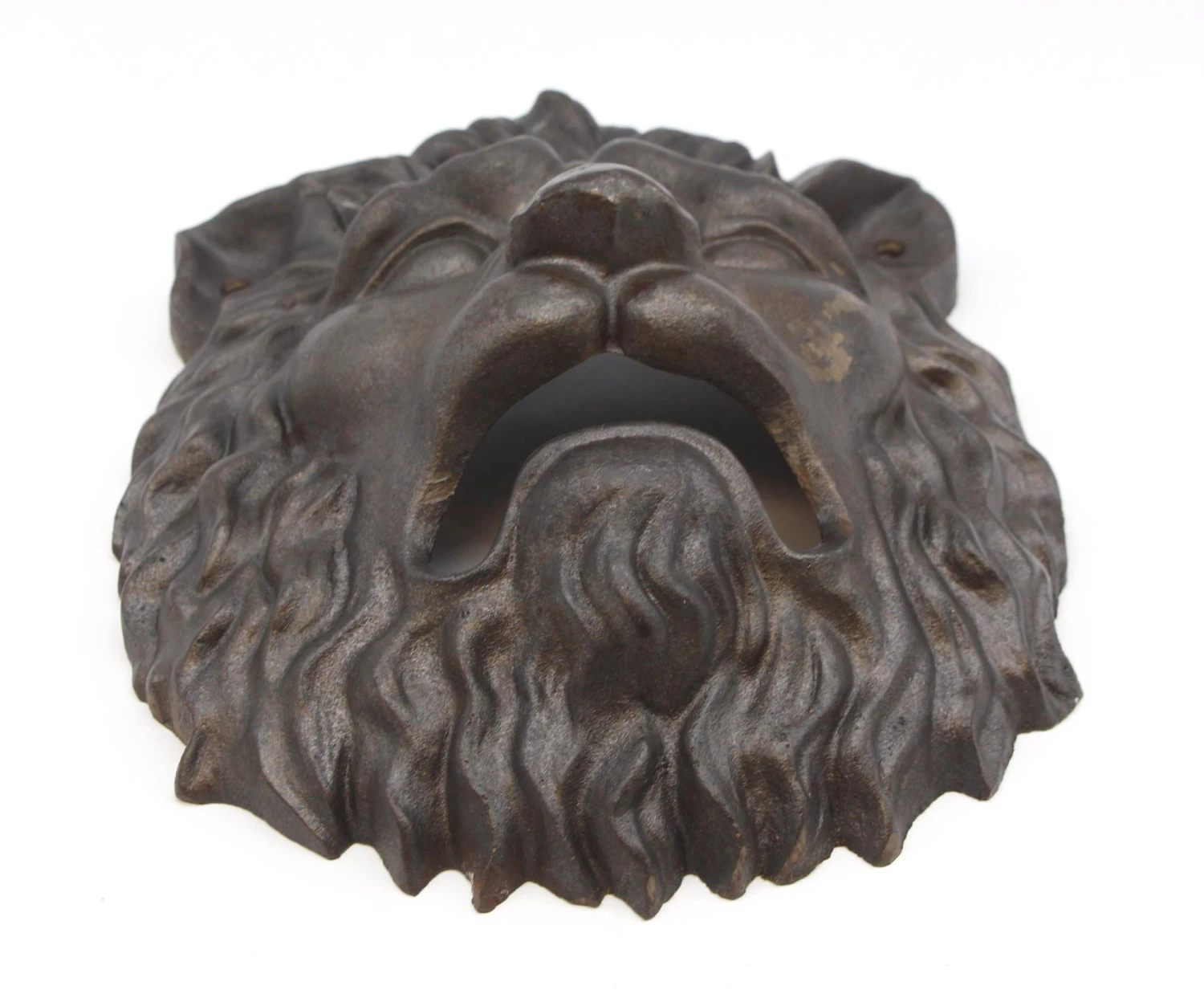 Antique Black Cast Iron Lion Head Wall Mount Applique 4 Antique Black Cast Iron Lion Head Wall Mount Applique - Image 2