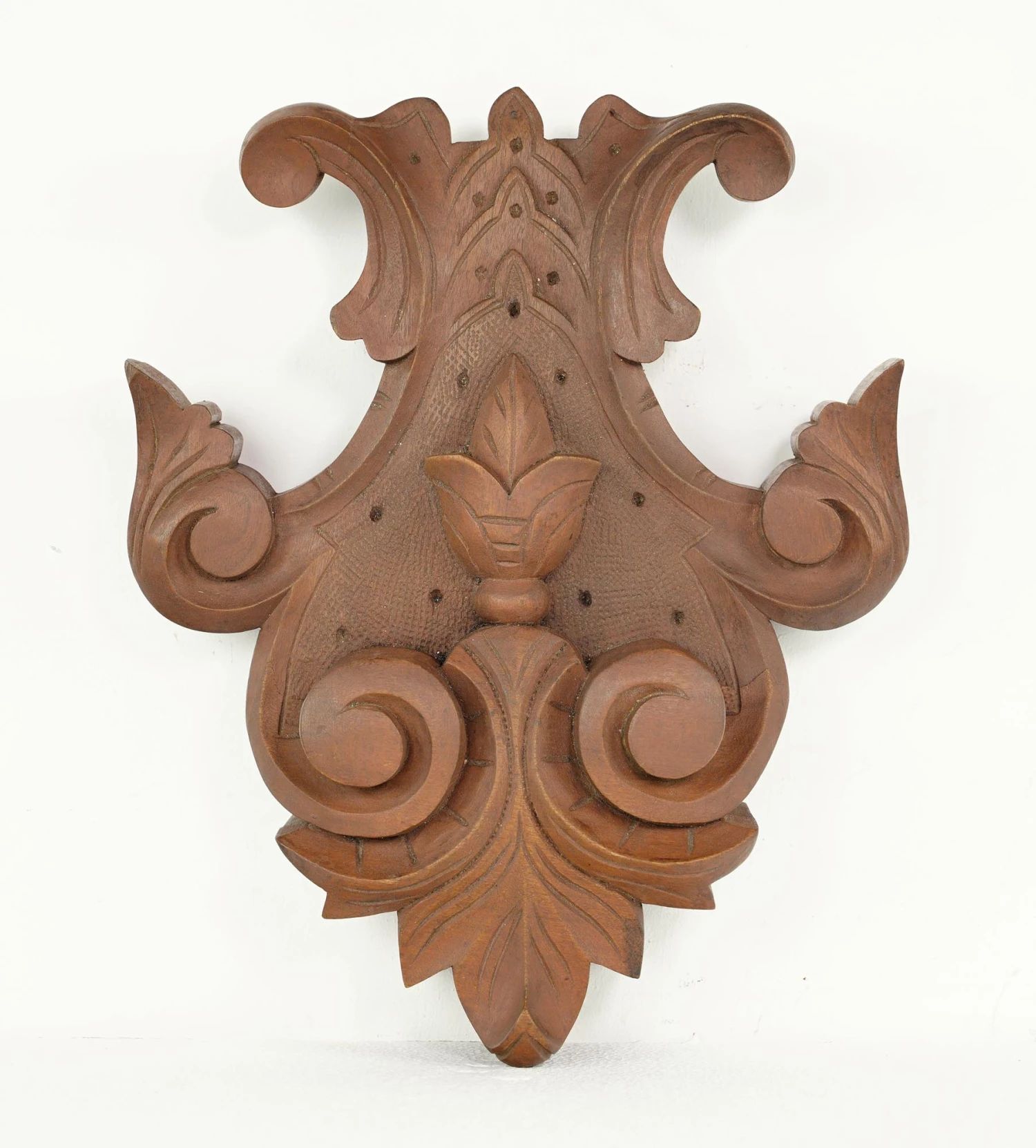 Set Of Hand Carved Ornate Medium Tone Wood Furniture Appliques 4 Set Of Hand Carved Ornate Medium Tone Wood Furniture Appliques - Image 2
