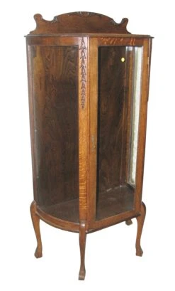 Antique Victorian Tiger Oak Curio Cabinet