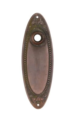 7 In. Victorian Pressed Brass Beaded Door Back Plate