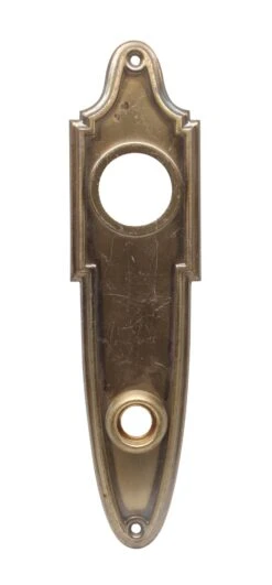 8.625 In. Brass Art Deco Back Plate With Cylinder Lock Insert