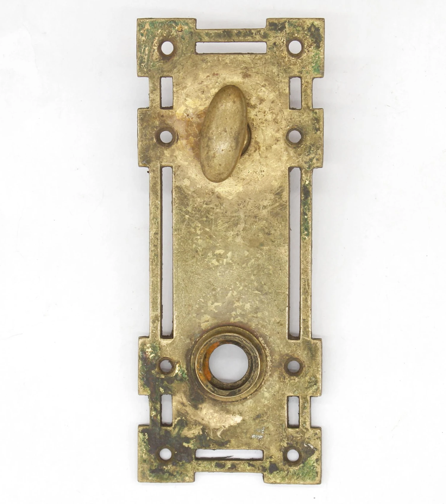 Antique 6.25 In. Arts & Crafts Penn Brass Privacy Door Back Plate 3 Antique 6.25 In. Arts & Crafts Penn Brass Privacy Door Back Plate