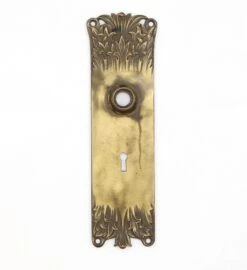 Antique 9 In. Romanesque Bronze Door Back Plate With Keyhole